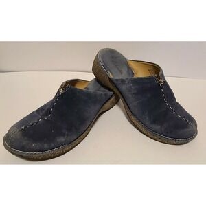 Clarks Navy Blue Suede Leather Mules Clogs Women's US 8, EU 38.5 good pre-owned